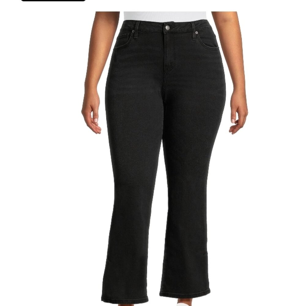 Time and Tru Women's Size 12 Mid Rise Bootcut  Slit leg Jeans Black Inseam 31''